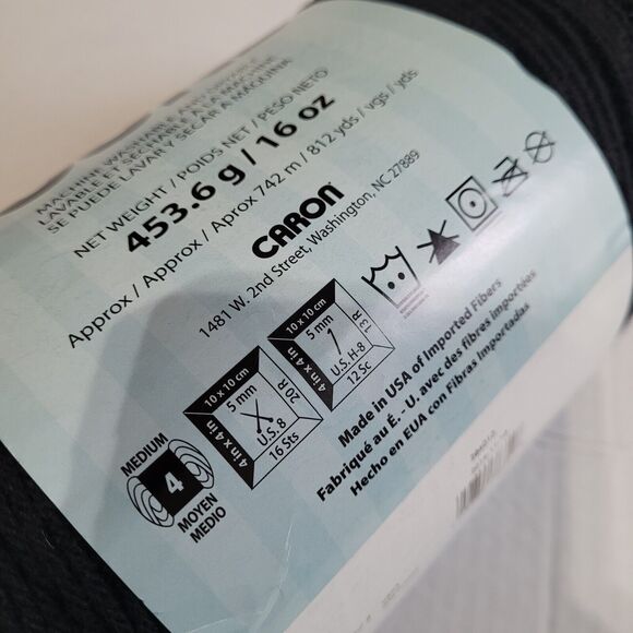 Caron One Pound Yarn BLACK 0503 No Dye Lot - Picture 3 of 8